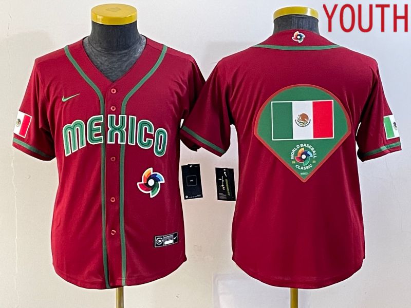 Youth 2023 World Cub Mexico Blank Red Nike MLB Jersey10